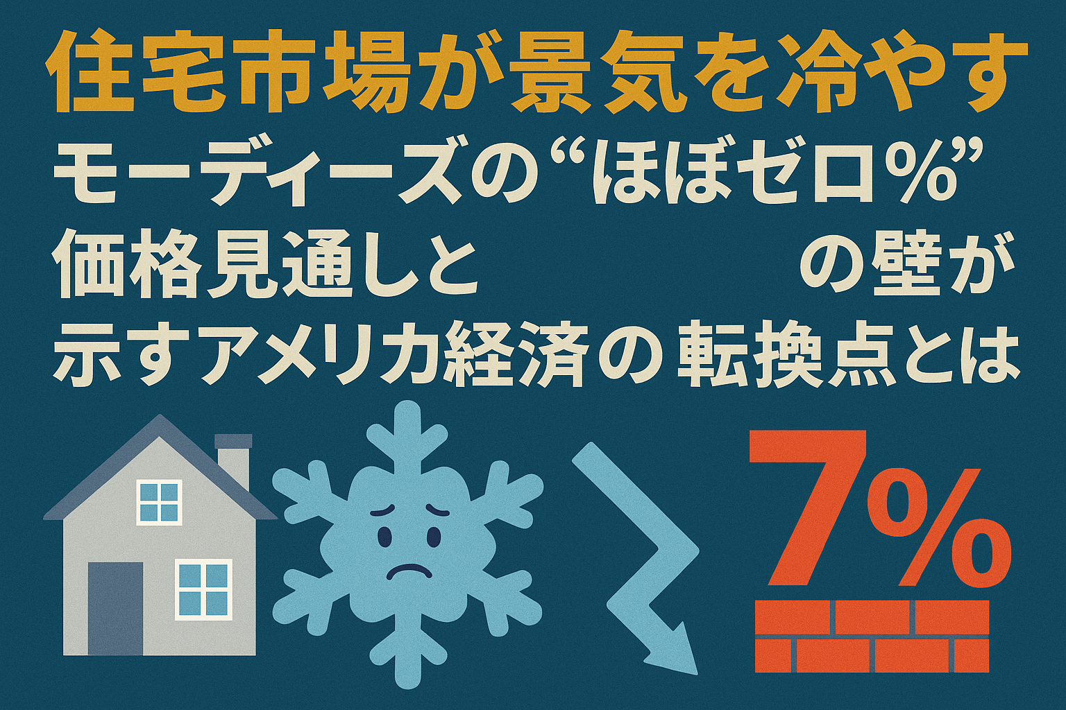 住宅市場が景気を冷やす？モーディーズの“ほぼゼロ％”価格見通しと金利7％の壁が示すアメリカ経済の転換点とは