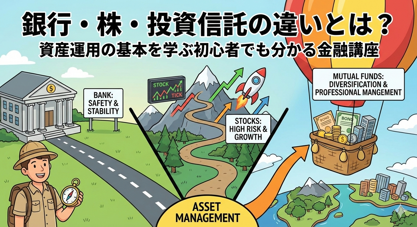 銀行・株・投資信託の違いとは？資産運用の基本を学ぶ初心者でも分かる金融講座