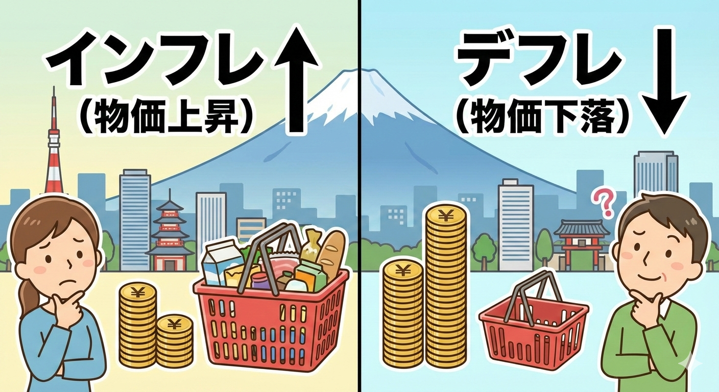 インフレ・デフレとは何か？日本経済に起きることを初心者向けに分かりやすく解説！